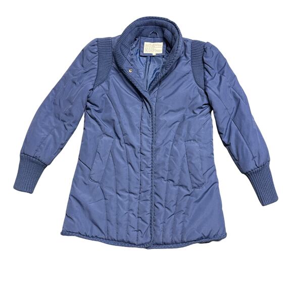 Vintage Quilted Snap Button Jacket‎ Size 10 Blue Women's Winter Coat - Picture 1 of 9